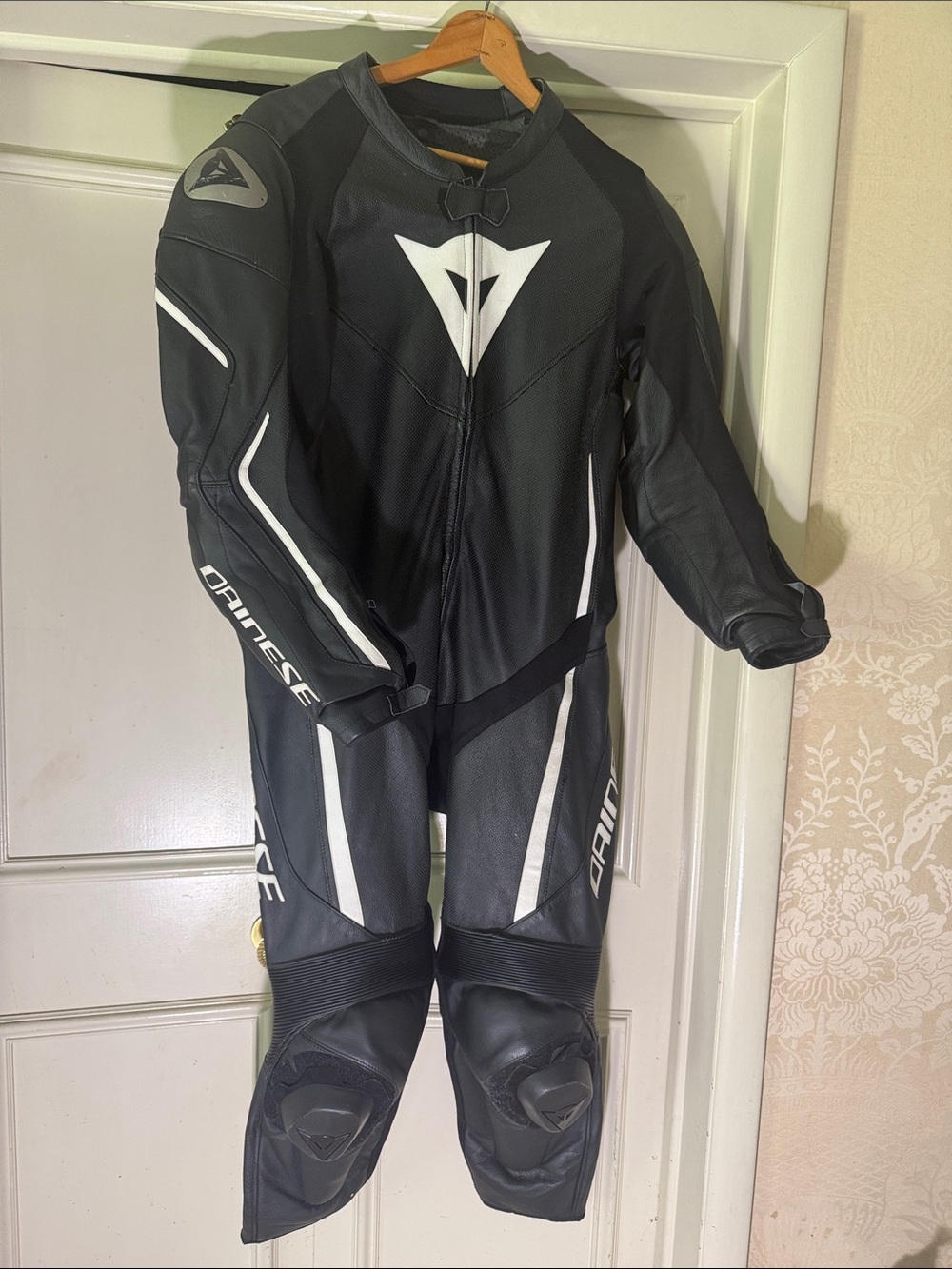 Dainese Black & White Men's Leather Racing  and Motorcycle Suit